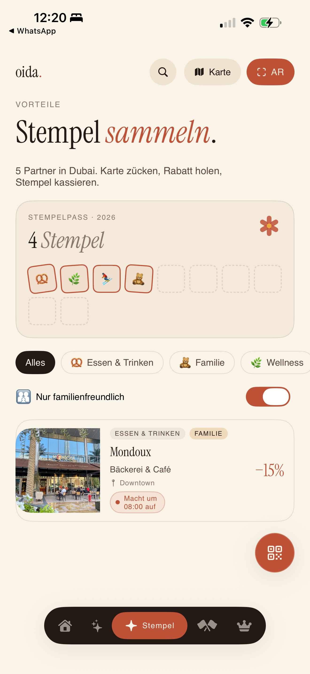 Stempelpass loyalty page