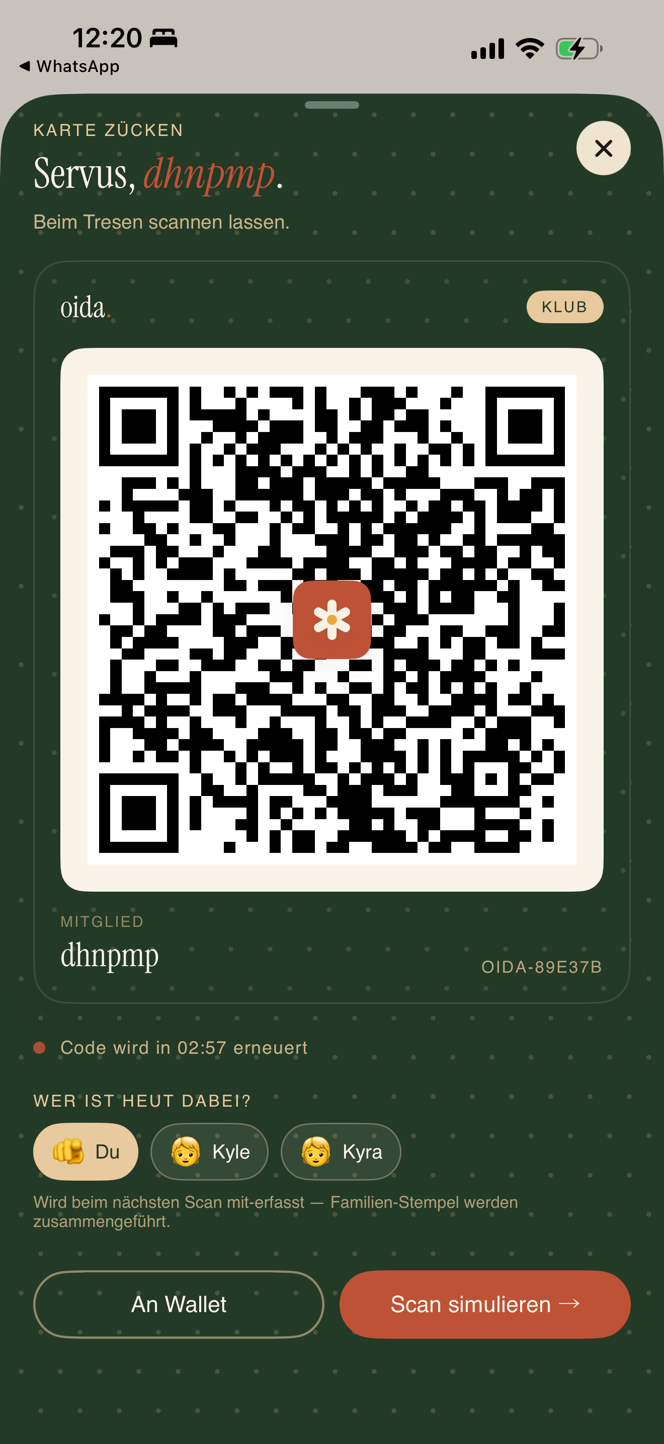 Member opens QR drawer